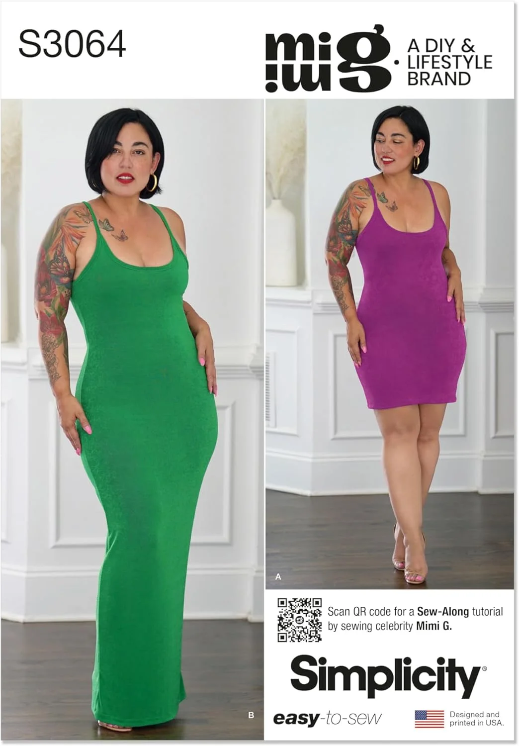 الگوی خیاطی SIMPLICITY SS3064AA لباس بافتنی زنانه در دو قد مختلف توسط Mimi G Style AA (10-12-14-16-18)