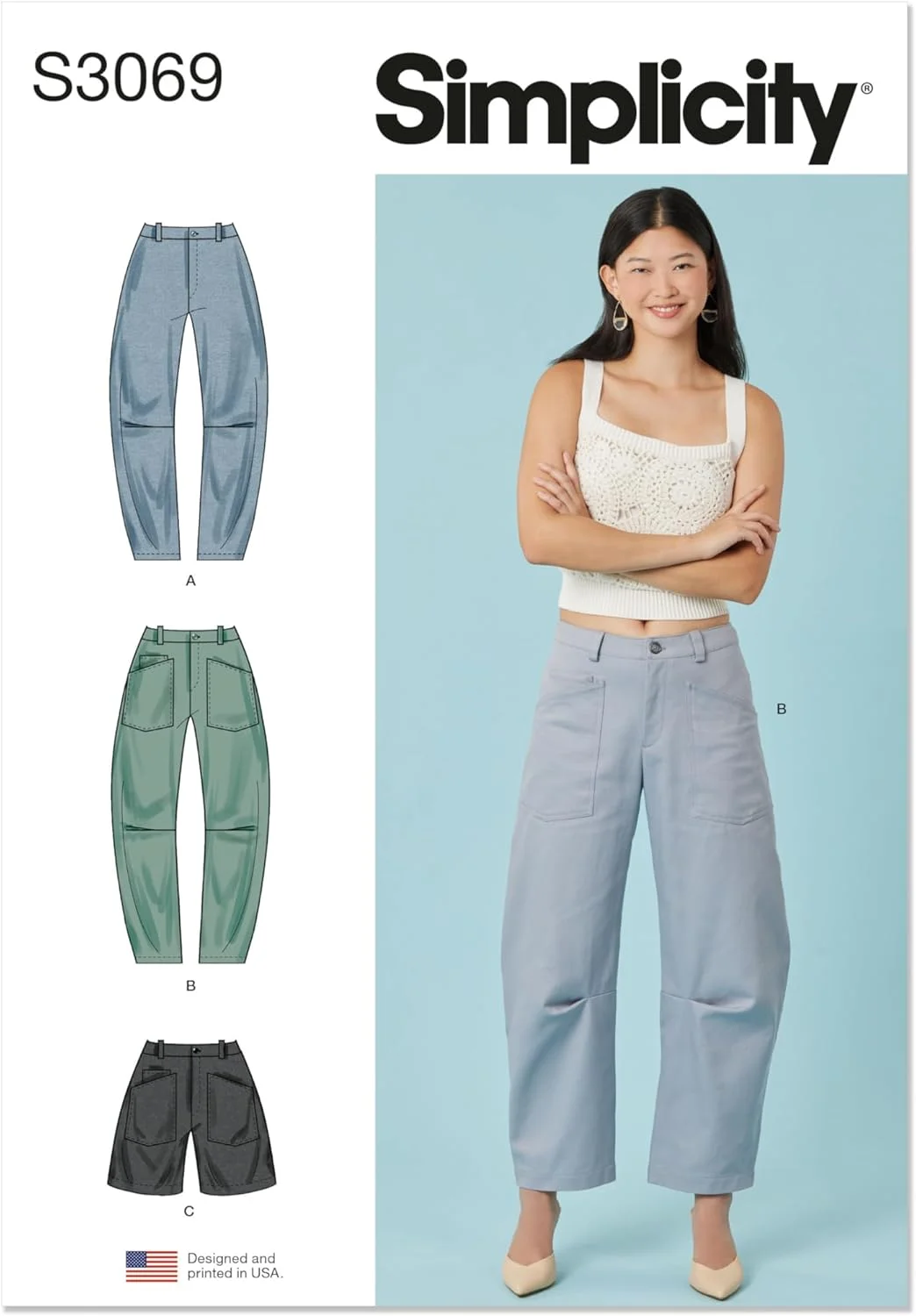 الگوی خیاطی SIMPLICITY مدل SS3069R5 مخصوص بانوان - شلوار و شلوارک - سایز R5 (14-16-18-20-22)