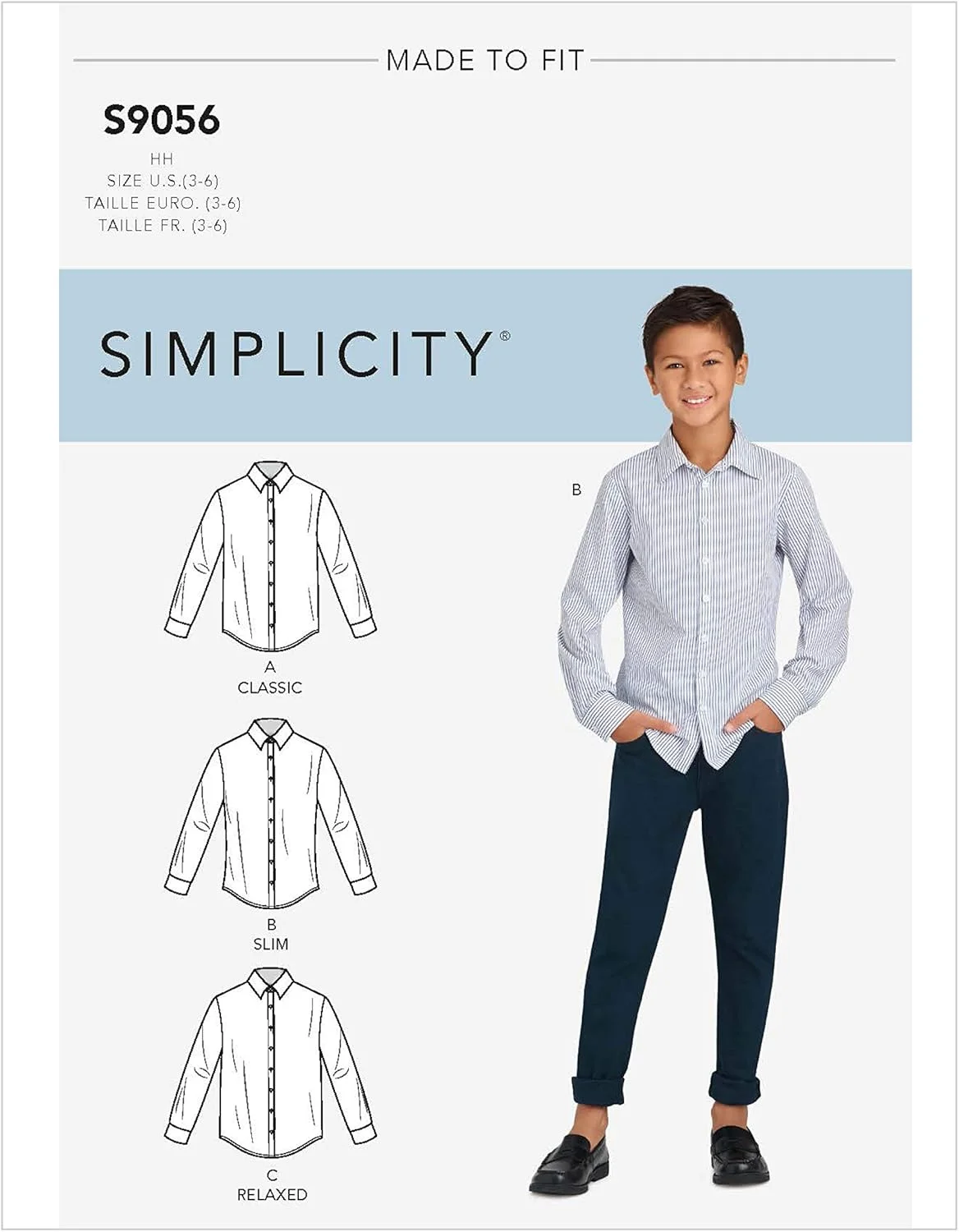 الگوی خیاطی سادگی S9056HH برای پیراهن پسرانه بچگانه و نوجوان، کاغذی، HH (3-4-5-6)