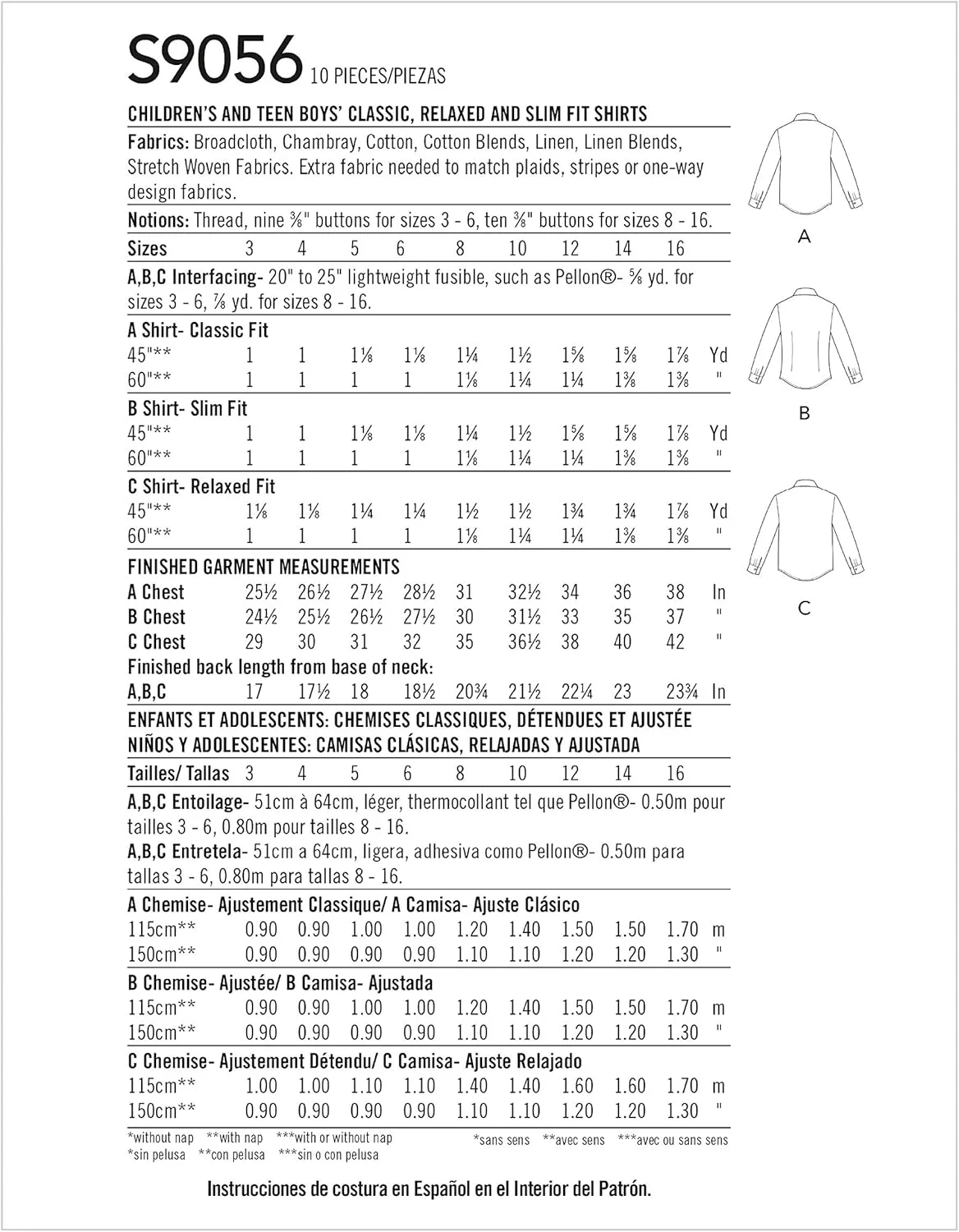 الگوی خیاطی سادگی S9056HH برای پیراهن پسرانه بچگانه و نوجوان، کاغذی، HH (3-4-5-6)
