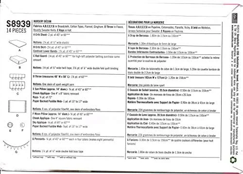 الگوی خیاطی سادگی S8939 دکوراسیون اتاق کودک، کاغذی، سفید، متنوع