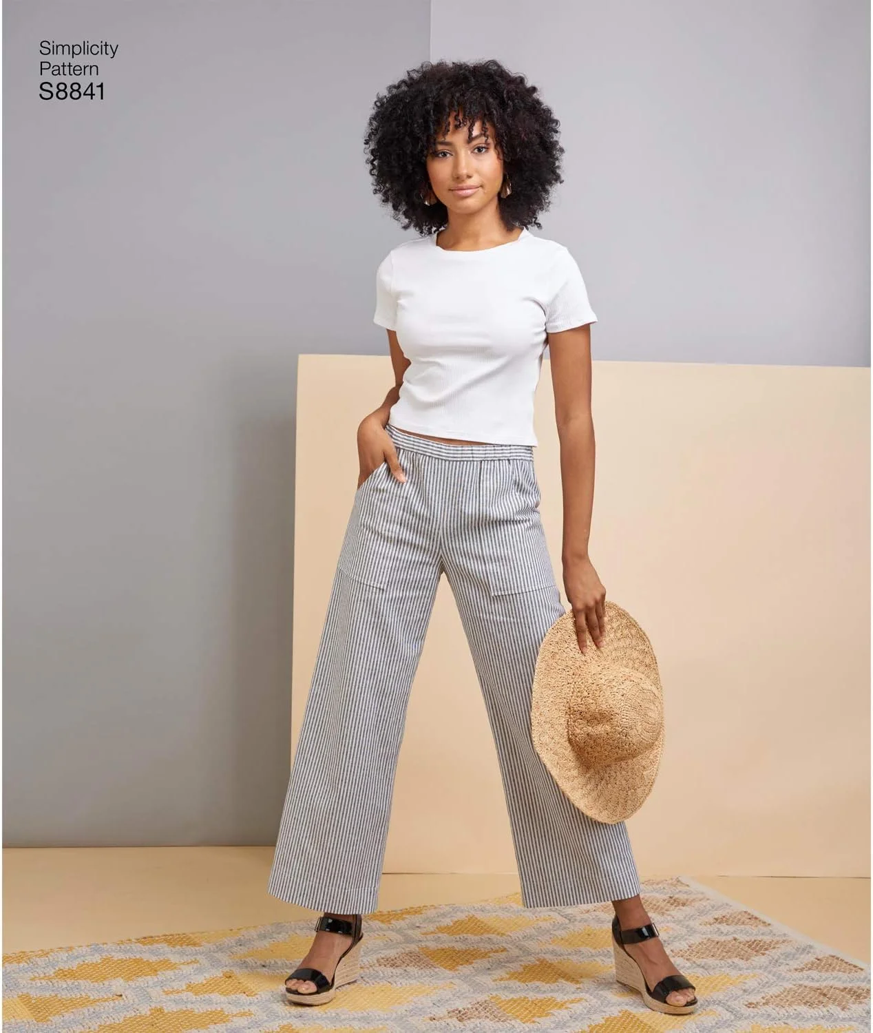 الگوی سادگی S8841، شلوار زنانه گشاد یا راسته، سایز H5 (6-8-10-12-14)