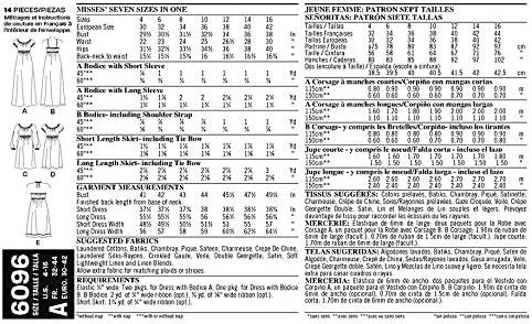 الگوی خیاطی سادگی نیو لوک 6096، لباس زنانه با قد و آستین های متنوع، سایزهای 4-6-8-10-12-14-16