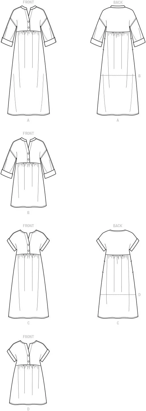 الگوی خیاطی SIMPLICITY S9102 برای خانم ها، مدل های مختلف کافتان و پیراهن، سایز H5 (6-8-10-12-14)