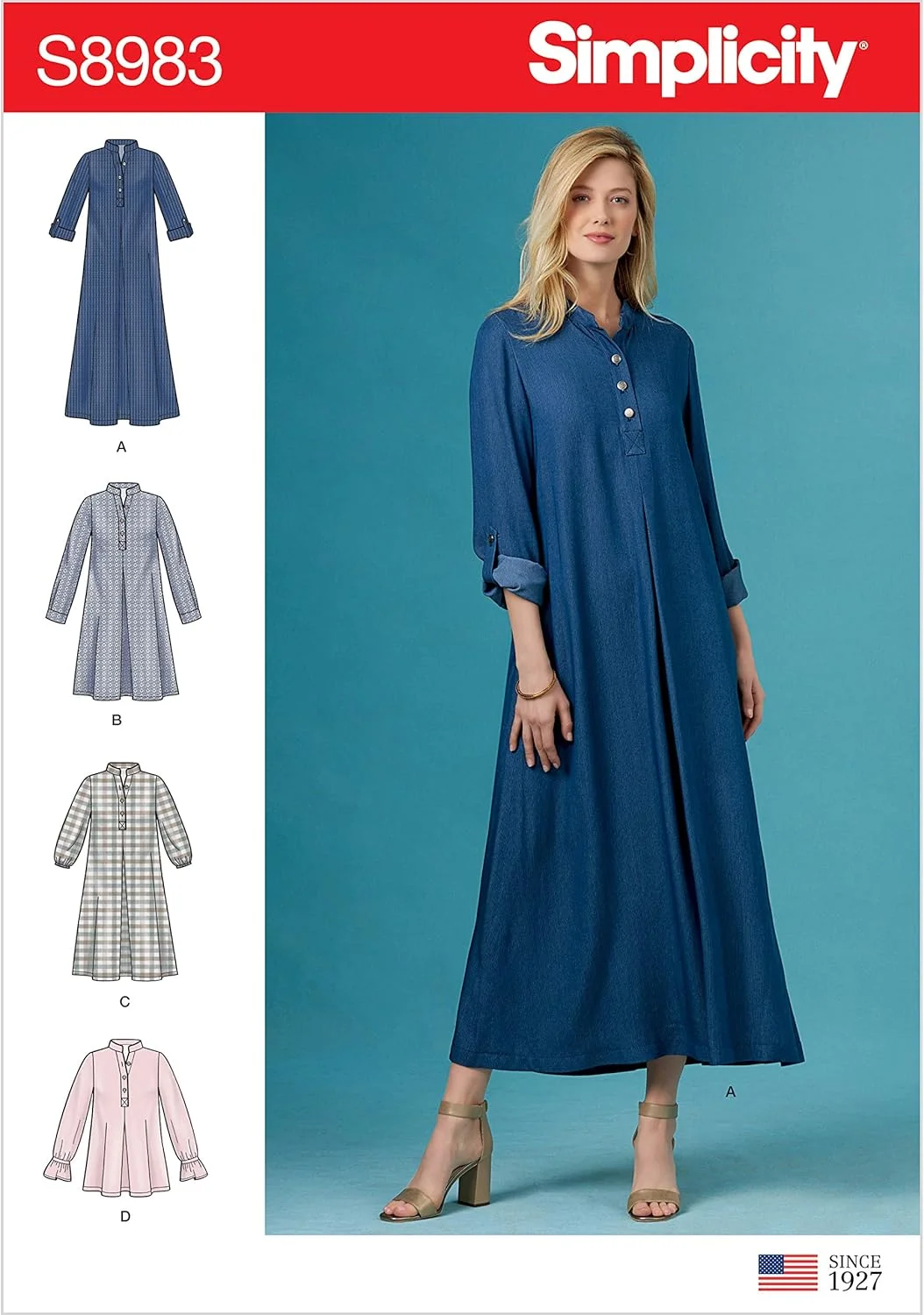 الگوی خیاطی سادگی S8983 لباس زنانه با تنوع آستین، کاغذی، سفید، متنوع