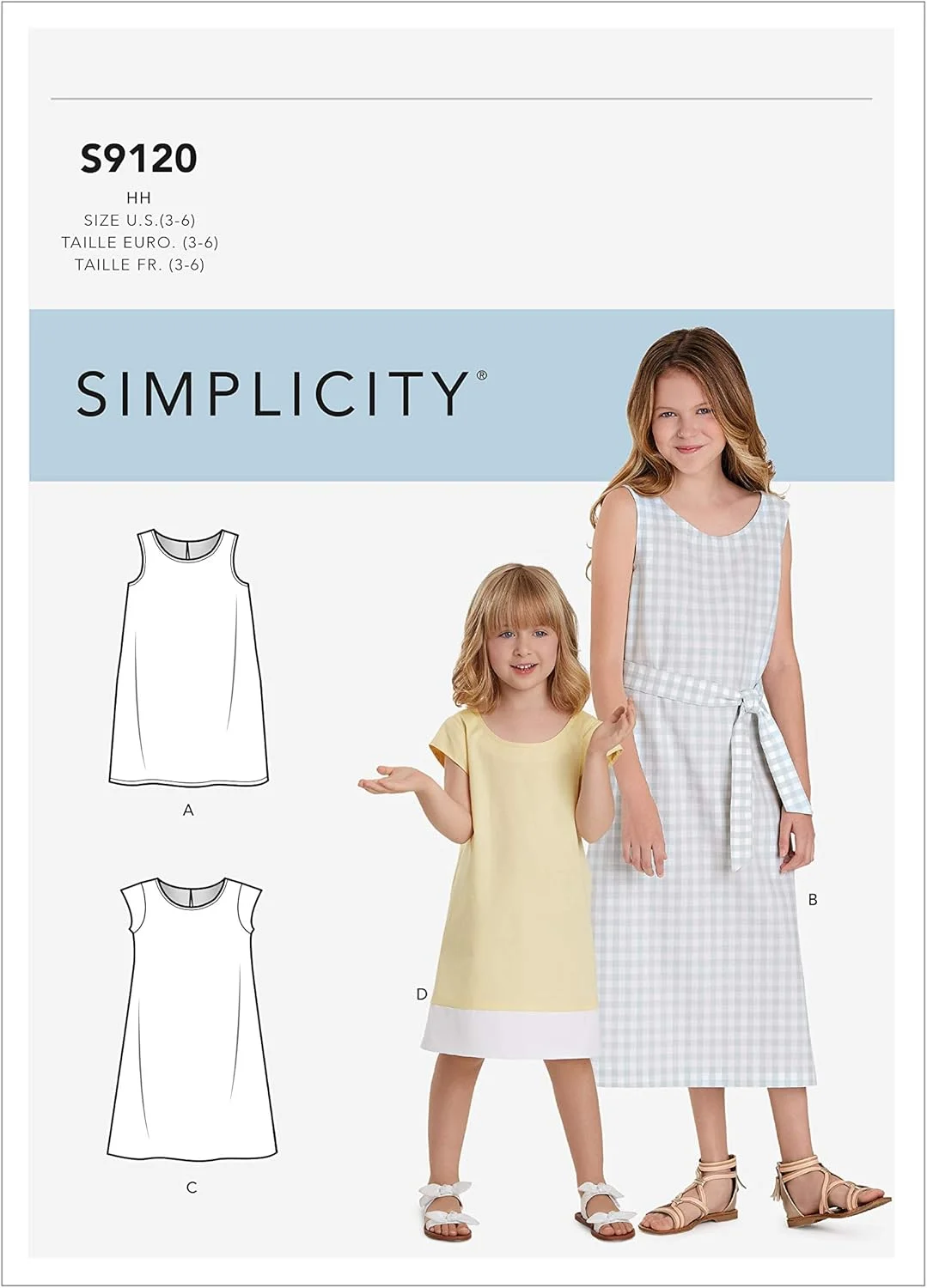 الگوی خیاطی سادگی S9120 برای لباس دخترانه و بچه گانه، متنوع، K5 (7-8-10-12-14)