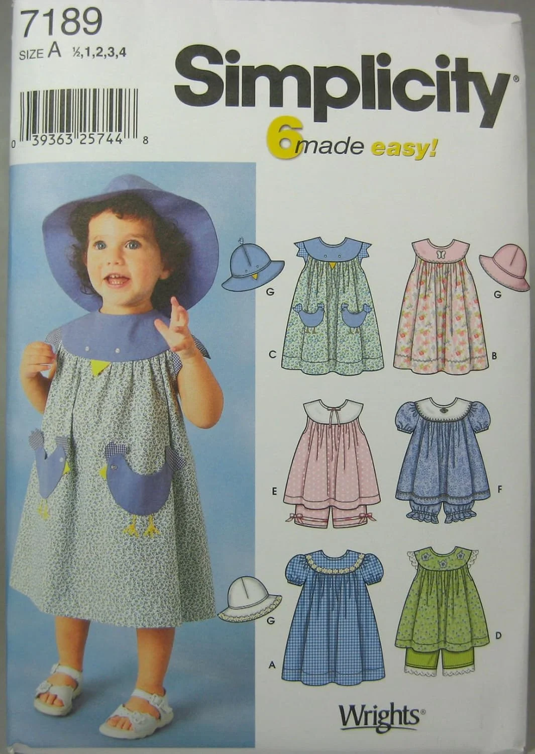 الگوی خیاطی سادگی 7189 A لباس کودک نوپا