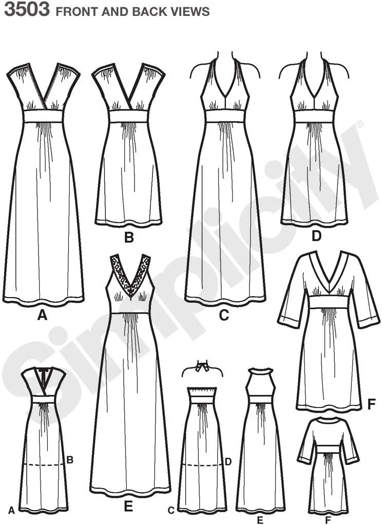 الگوی خیاطی سادگی 3503، لباس های مناسبت های ویژه زنانه، H5 (6-8-10-12-14)