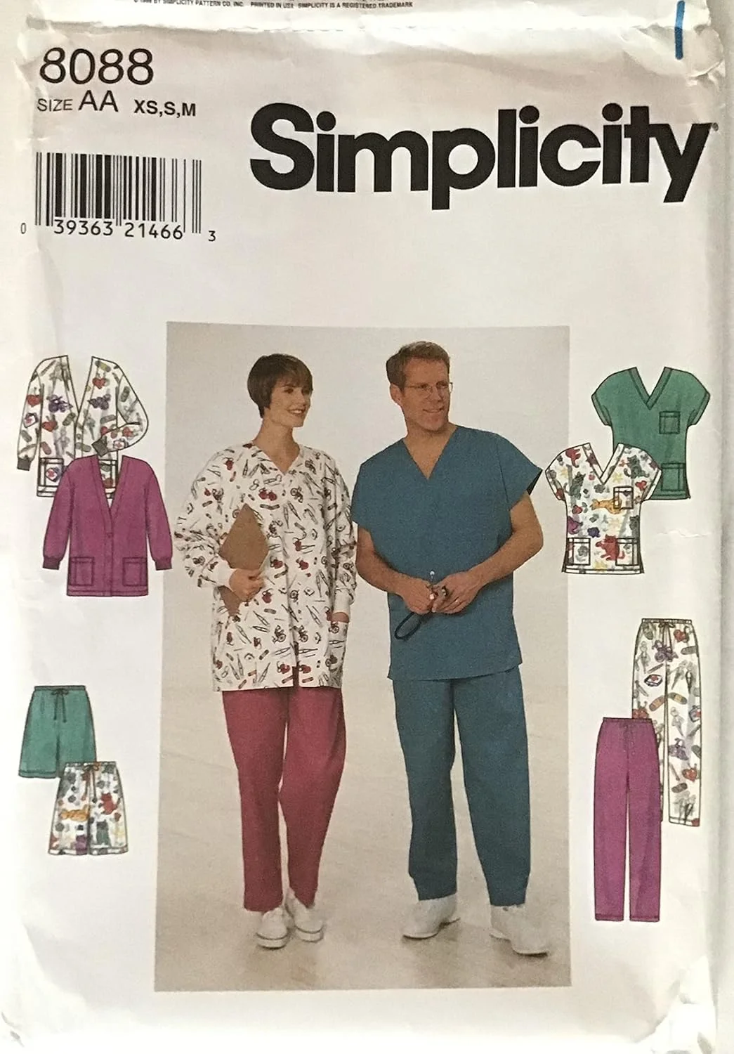 الگوی سادگی 8088 برای کت، تاپ و شلوار یا شورت زنانه، مردانه و نوجوانان، سایز AA (XS-S-M)