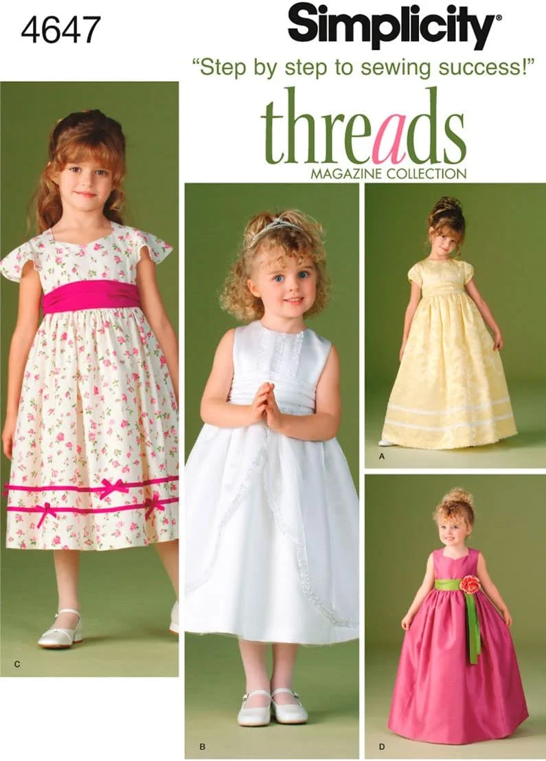 الگوی خیاطی سادگی 4647 BB لباس های مناسبت های خاص کودک