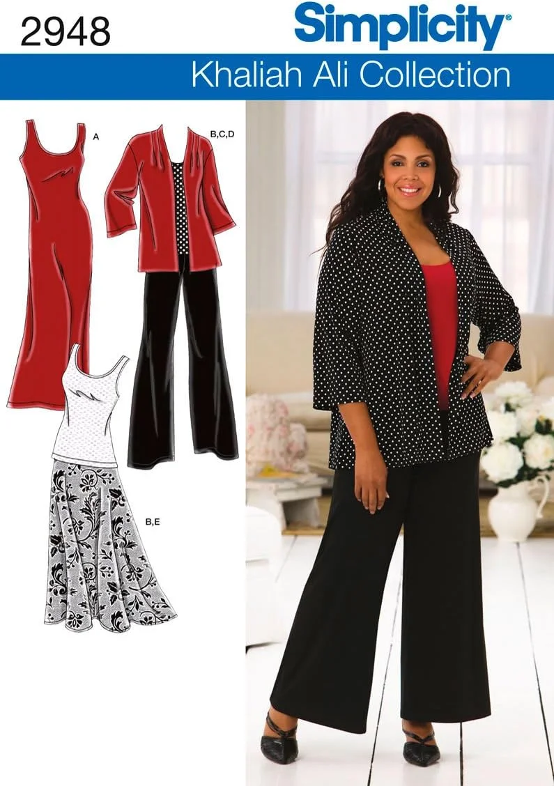 الگوی خیاطی سادگی 2948 سایز بزرگ لباس ورزشی، GG (26W-28W-30W-32W)