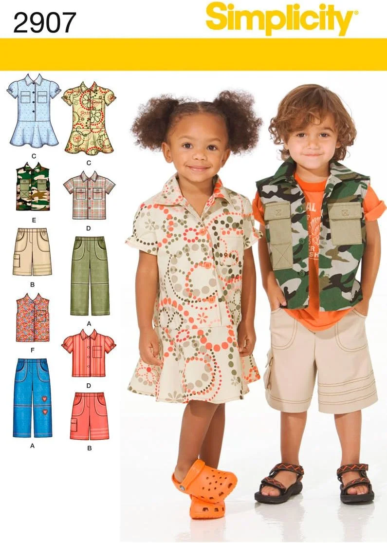 الگوی خیاطی سادگی 2907 A لباس های جداگانه کودک نوپا