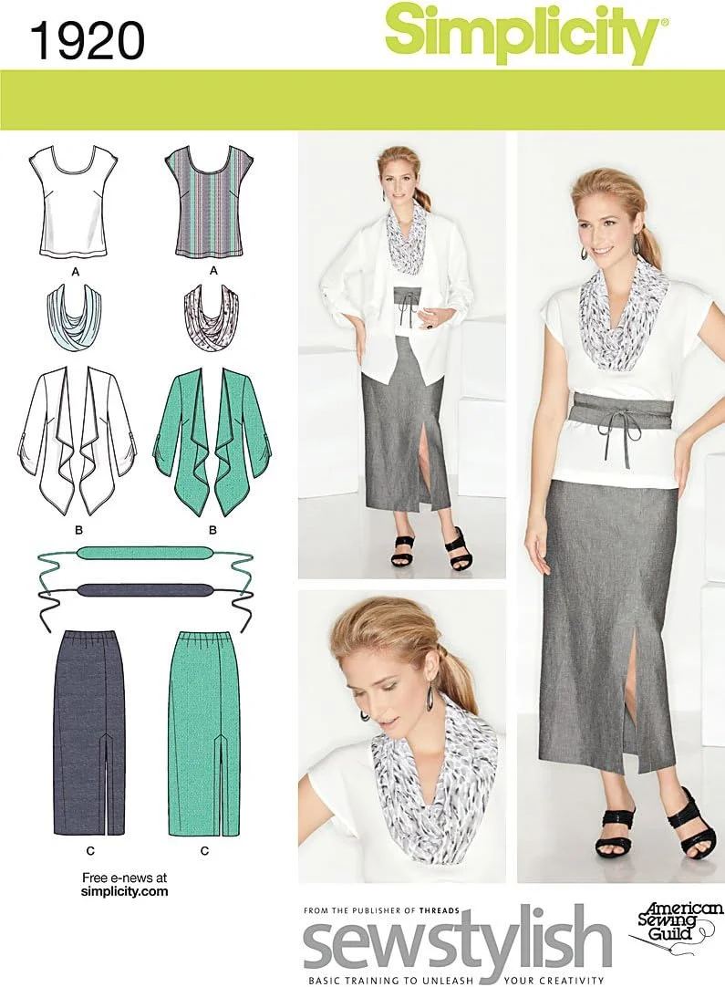 الگوی سادگی 1920.AA لباس های هوشمند و غیررسمی سایزهای زنانه و سایز بزرگ، سایز 10-12-14-16-18