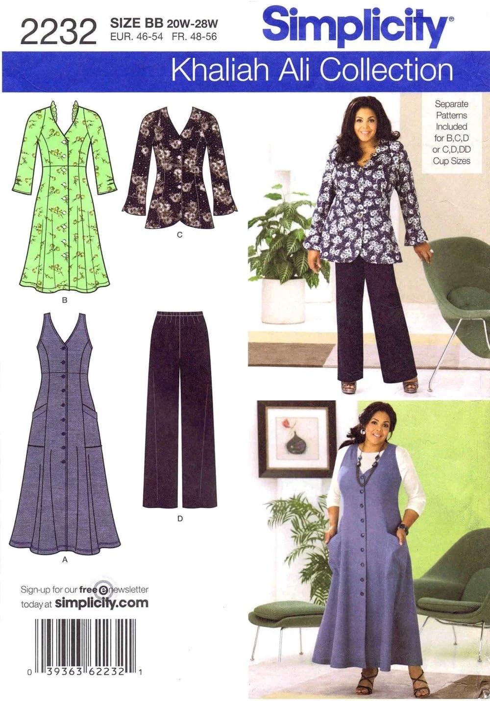 الگوی خیاطی سادگی 2232، لباس ورزشی زنانه و سایز بزرگ، سایز BB (20W-28W) الگوی خیاطی سادگی 2232، لباس ورزشی زنانه و سایز بزرگ، سایز BB (20W-28W)