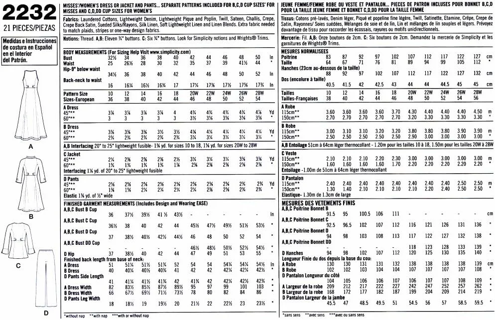 الگوی خیاطی سادگی 2232، لباس ورزشی زنانه و سایز بزرگ، سایز BB (20W-28W) الگوی خیاطی سادگی 2232، لباس ورزشی زنانه و سایز بزرگ، سایز BB (20W-28W)