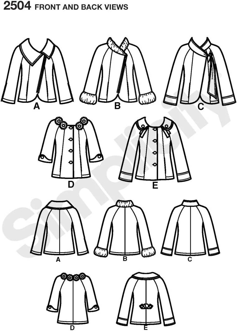 الگوی خیاطی سادگی 2504 برای کت های زنانه، K5 (8-10-12-14-16)