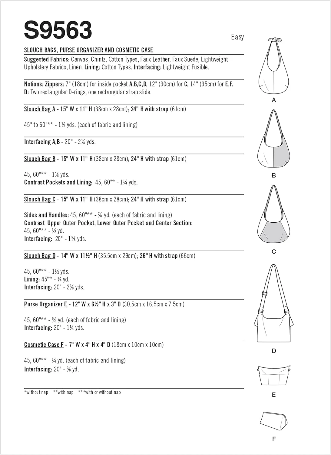 کیت الگوی خیاطی کیف شلخته ساده، سازمان دهنده کیف پول و کیف لوازم آرایشی، کد S9563، یک سایز، چند رنگ