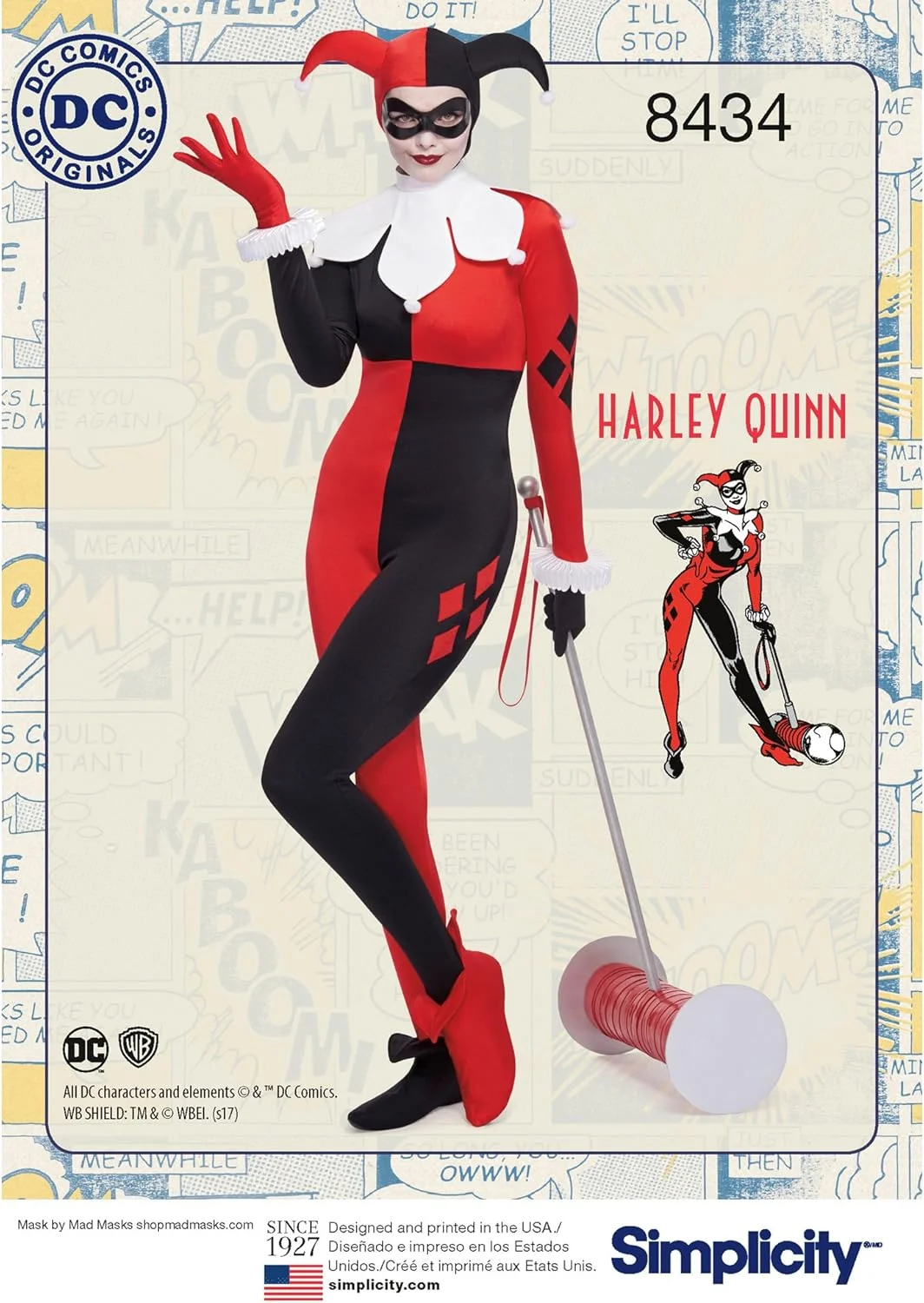 الگوی سادگی 8434 AA (10-12-14-16-18) لباس هارلی کویین DC Bombshell بافتنی زنانه، کاغذی، سفید، 22.27 x 15.27 x 1.27 سانتی متر