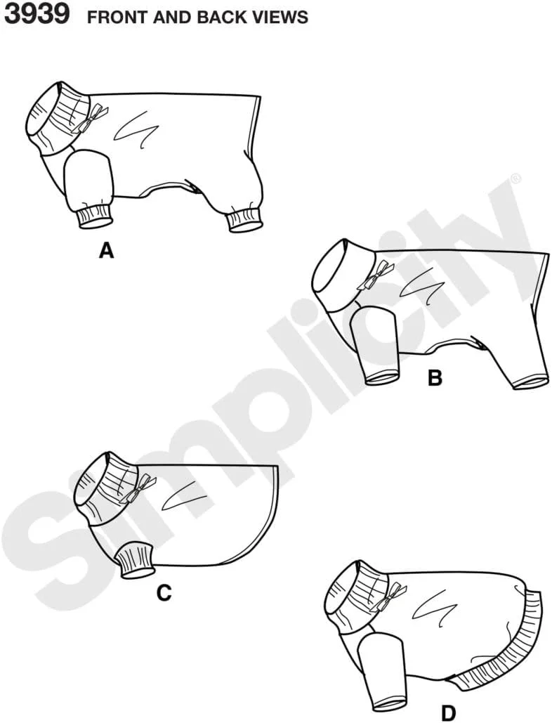 الگوی خیاطی لباس سگ، پijama و کت سادگی، سایزهای حیوانات خانگی S-L