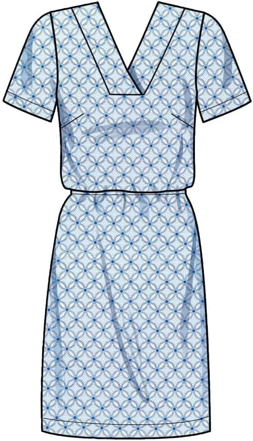 کیت لباس زنانه یقه هفت ساده Simplicity، کد 9261، الگوی خیاطی، سایزهای 6-14، سفید