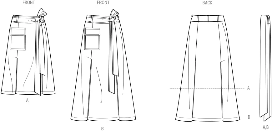 الگوی خیاطی دامن زنانه سایز بزرگ و معمولی Simplicity، چند رنگ