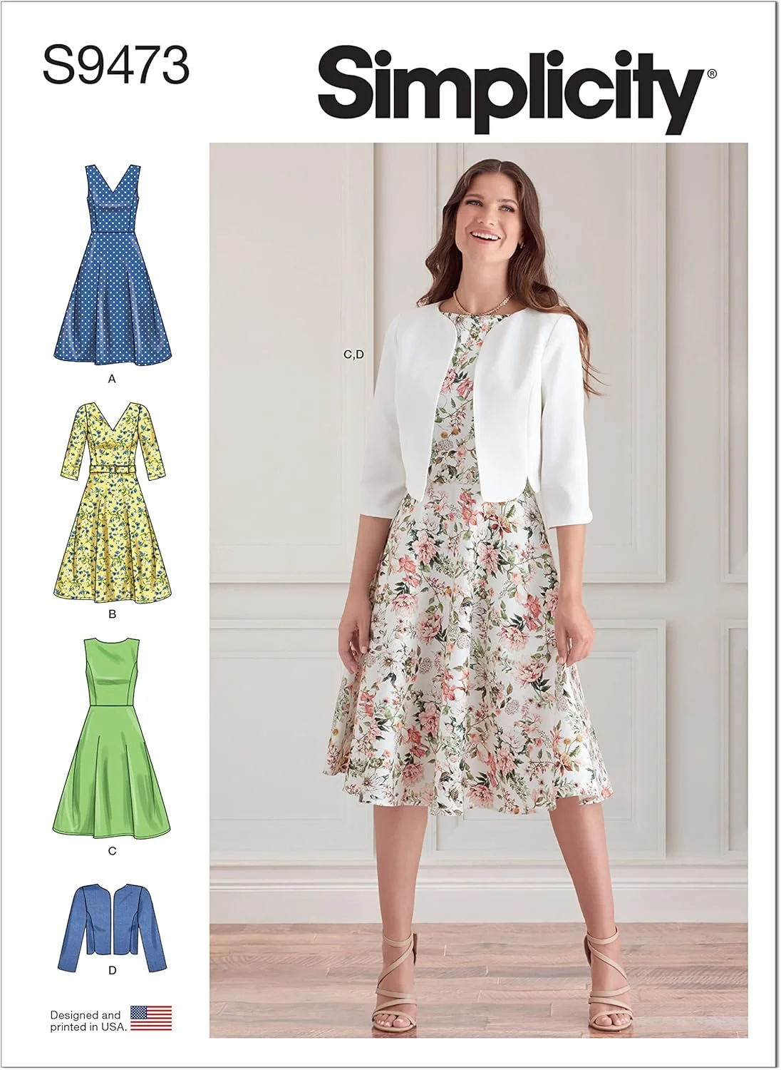 الگوی خیاطی ژاکت و لباس زنانه سادگی، کد S9473، سایزهای 6-8-10-12-14، چند رنگ