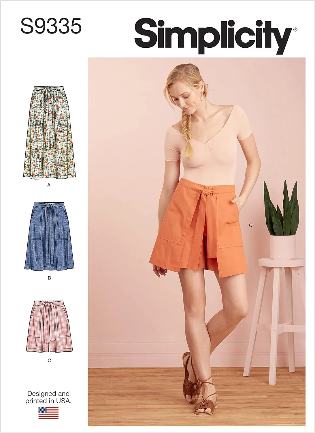 الگوی خیاطی دامن شلواری و دامن کشی سادگی، کد S9335، سایزهای 6-8-10-12-14، چند رنگ