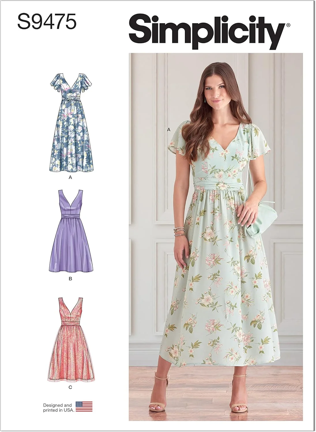 کیت الگوی خیاطی لباس زنانه سادگی، کد S9475، سایزهای 6-8-10-12-14، چند رنگ