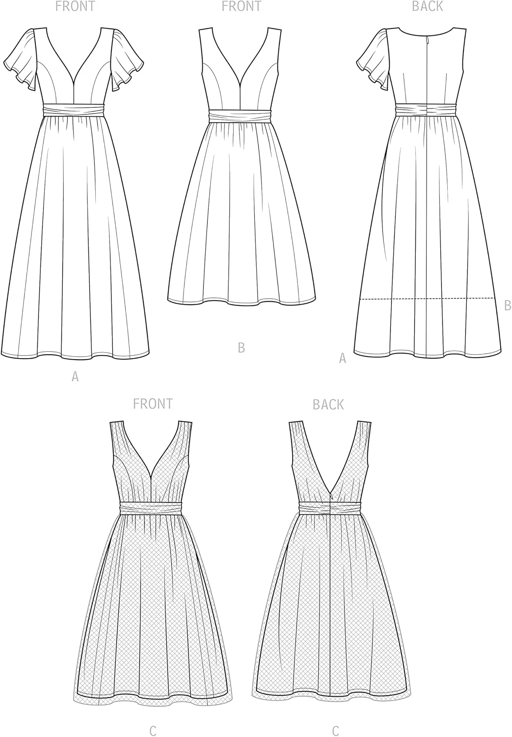 کیت الگوی خیاطی لباس زنانه سادگی، کد S9475، سایزهای 6-8-10-12-14، چند رنگ