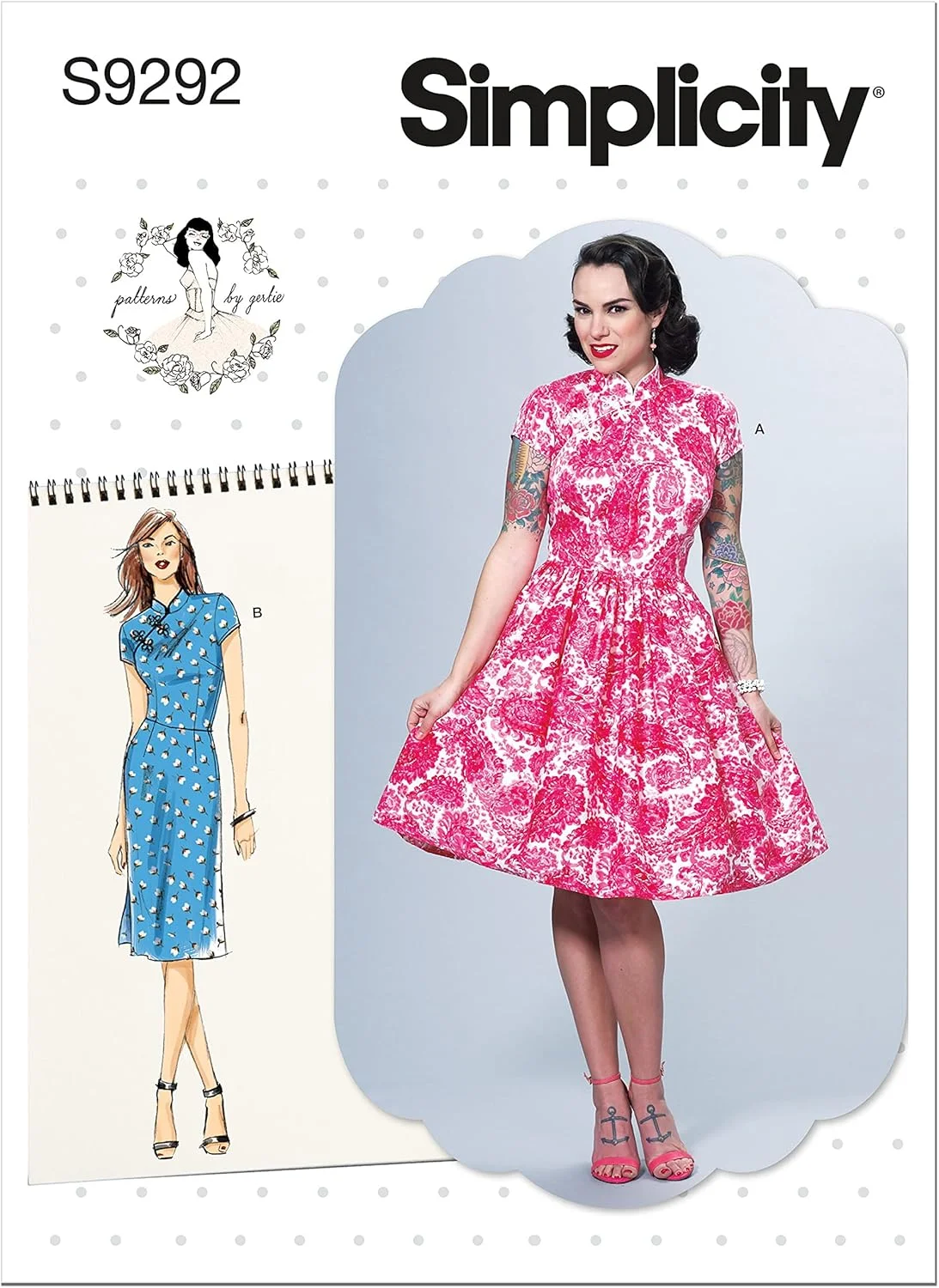 الگوی دوخت لباس زنانه یقه ماندارین ساده، کد 9292، سایزهای 44-52، سفید