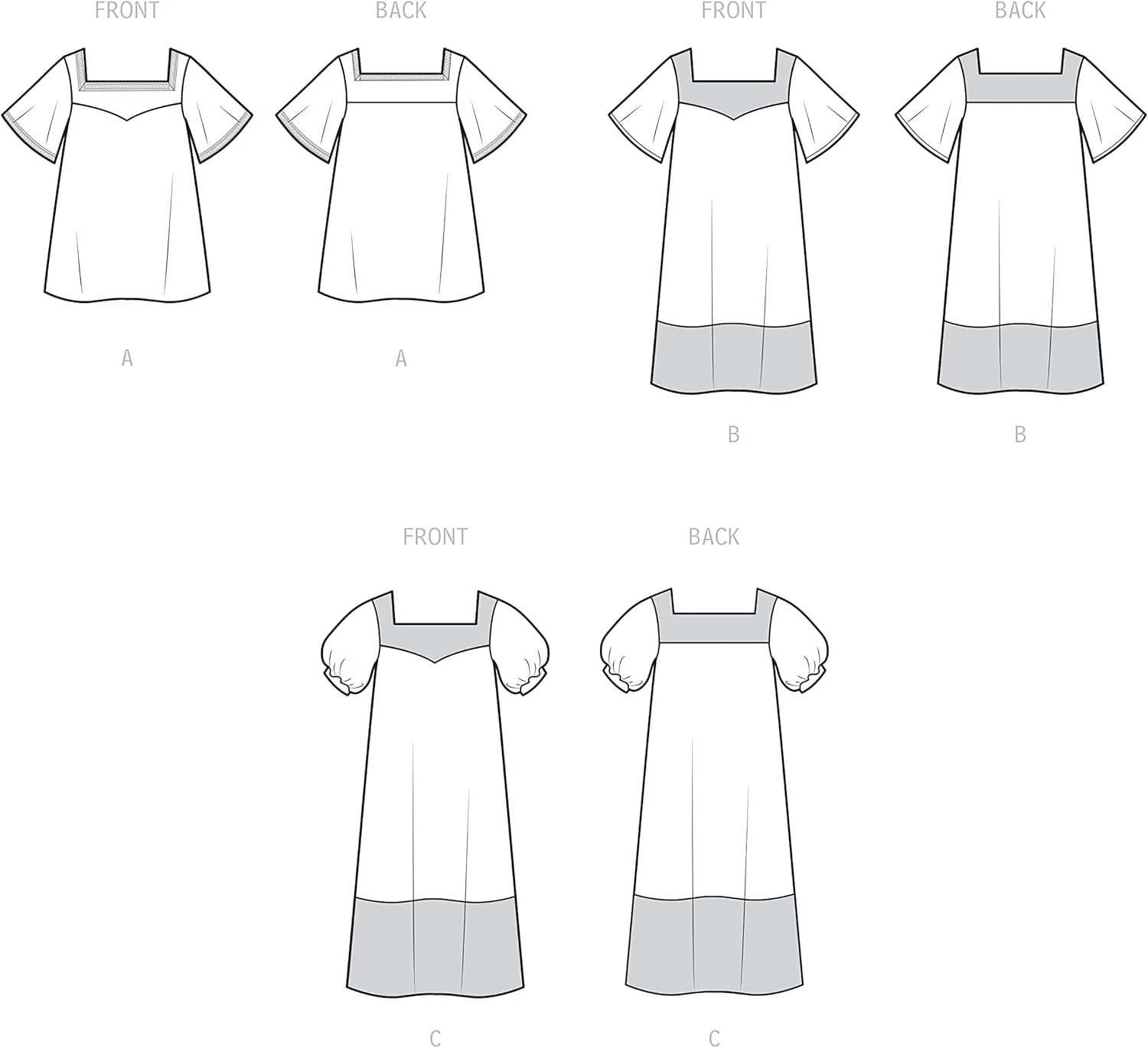 کیت الگوی خیاطی لباس و تاپ زنانه سادگی، کد S9477، سایز XXS-XS-S-M-L-XL-XXL، چند رنگ