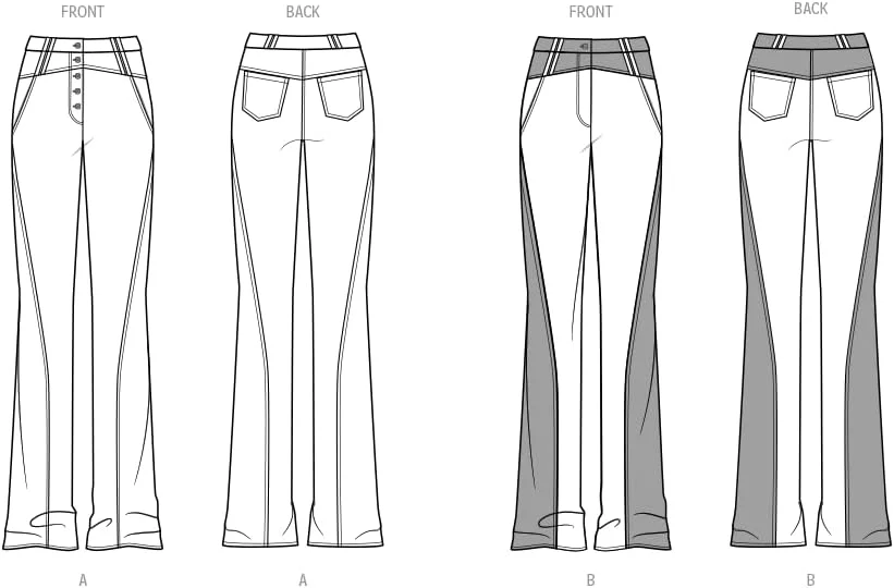 الگوی خیاطی شلوار جین کمر پایین زنانه Simplicity، کد طراحی S9892، سایزهای 18-20-22-24-26