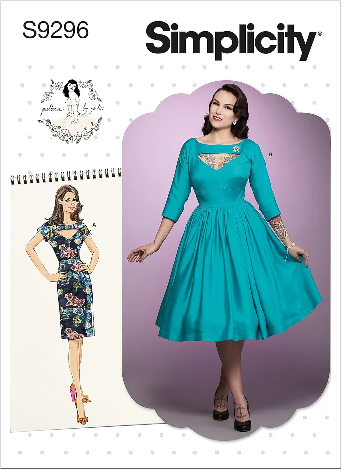 الگوی دوخت لباس زنانه تنگ و ساده Simplicity، کد 9296، سایز 14-22، سفید