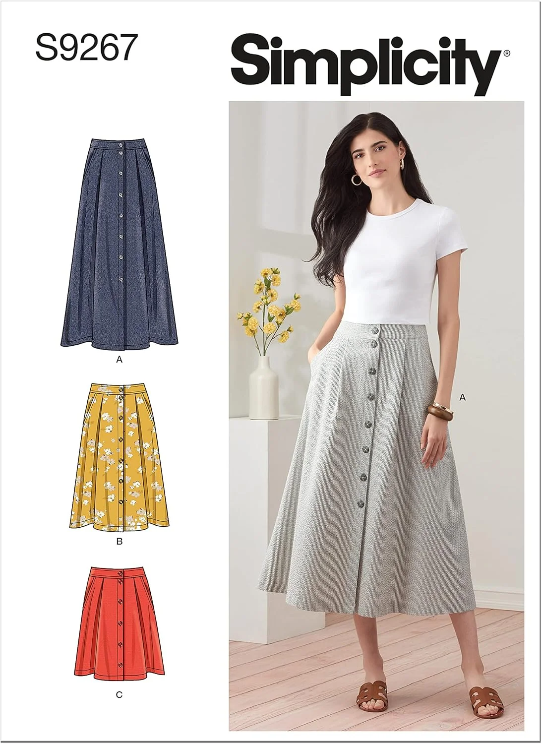 الگوی دامن دکمه دار زنانه Simplicity، کد 9267، سایزهای 6-14، سفید