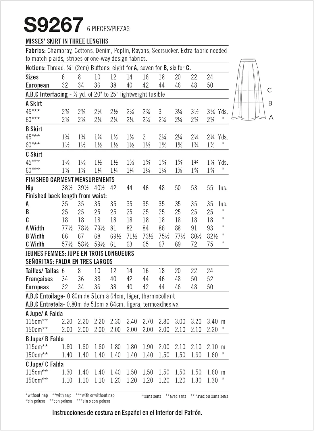 الگوی دامن دکمه دار زنانه Simplicity، کد 9267، سایزهای 6-14، سفید الگوی دامن دکمه دار زنانه Simplicity، کد 9267، سایزهای 6-14، سفید