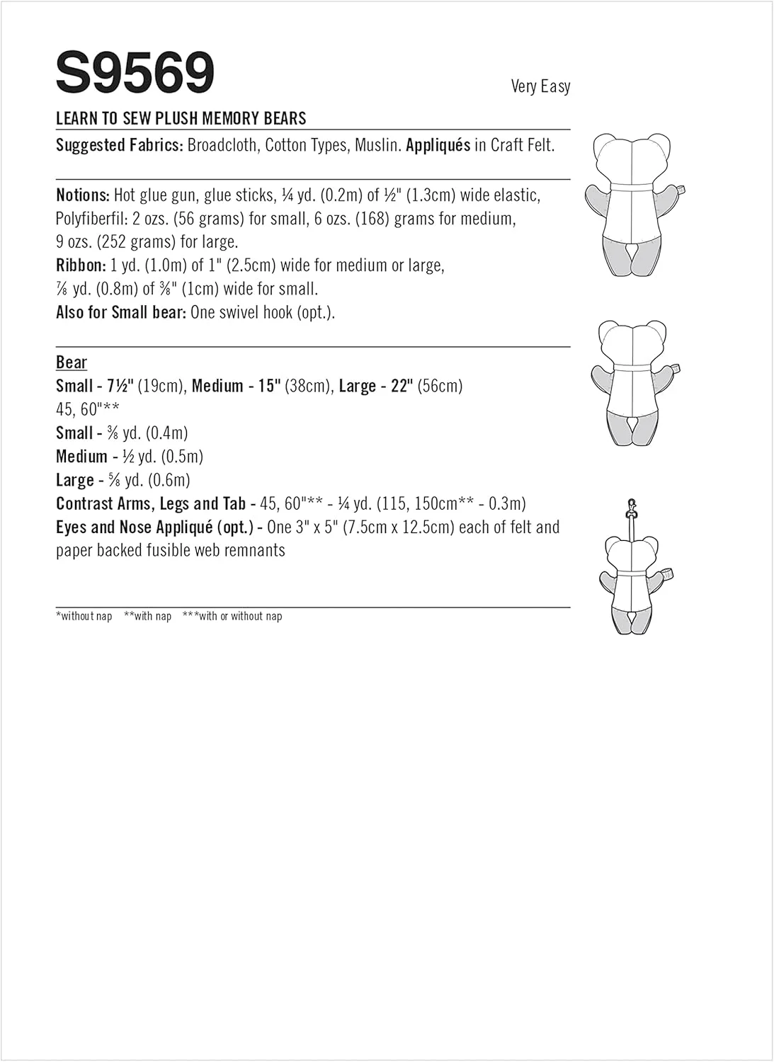 الگوی خیاطی خرس پولیشی یادگاری و امضا سیمپلیسیتی، کد S9569، سایزهای S-M-L، چند رنگ