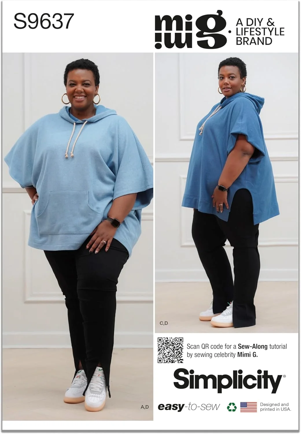 الگوی خیاطی هودی و لگینگ زنانه سادگی اثر میمی جی استایل، کد S9637، سایزهای 30W-32W-34W-36W-38W، چند رنگ