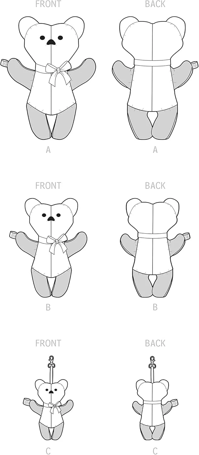 الگوی خیاطی خرس پولیشی یادگاری و امضا سیمپلیسیتی، کد S9569، سایزهای S-M-L، چند رنگ