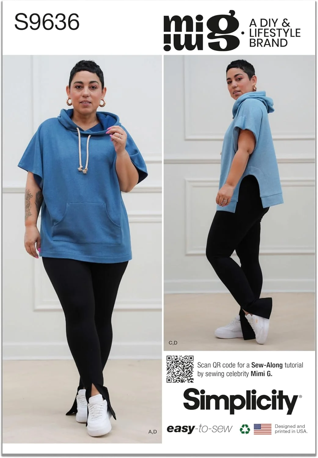 کیت الگوی خیاطی هودی و لگینگ زنانه Simplicity، کد S9636، سایزهای 4-6-8-10-12، چند رنگ