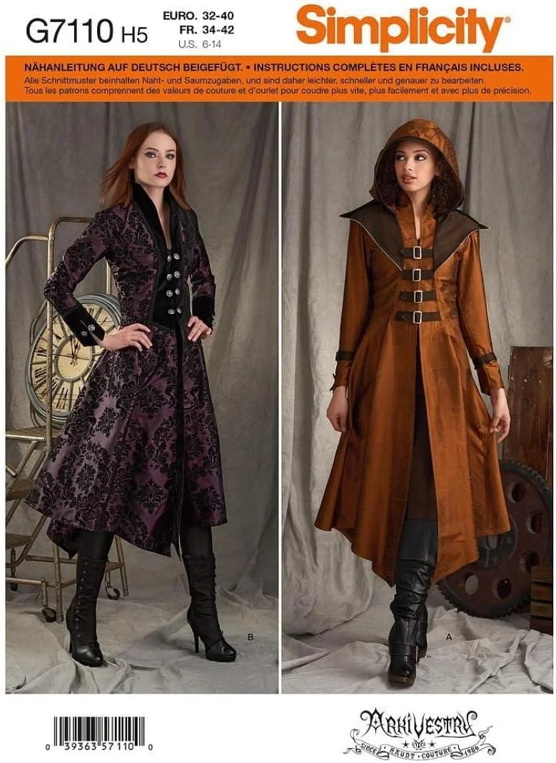 الگوی خیاطی کت زنانه Simplicity 8769 برای لباس های قرون وسطایی و رنسانس، سایزهای 6-14