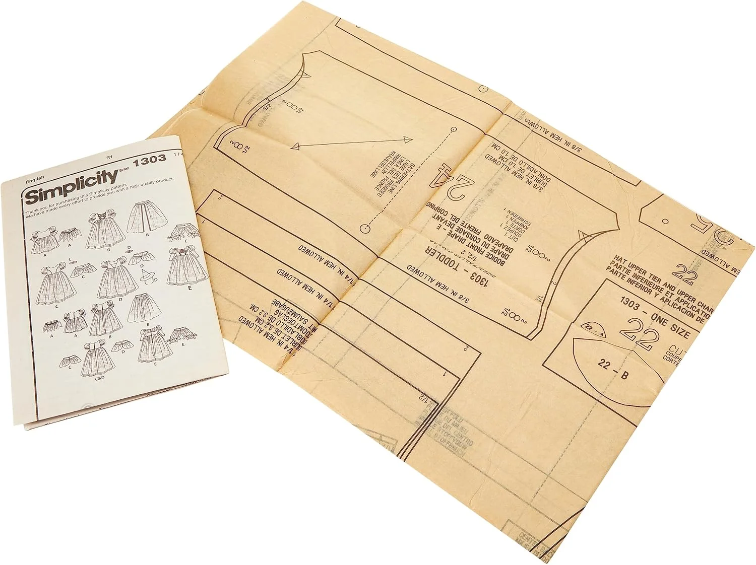 الگوی خیاطی لباس پرنسس هالووین دخترانه Simplicity CSS Industries, Inc. 1303، سایزهای 1/2-2، آبی، زرد، سبز، بنفش، نارنجی