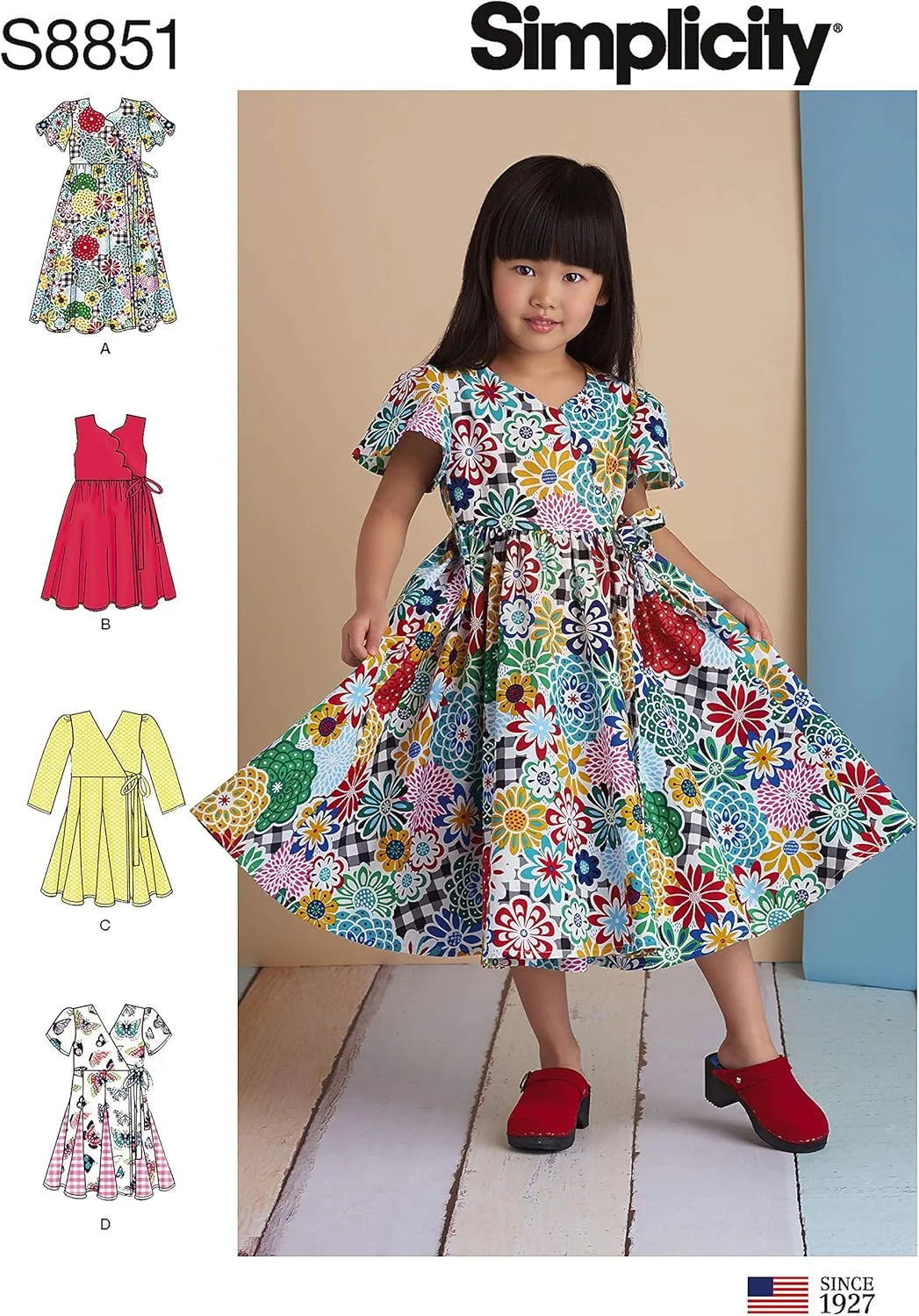 الگوهای خیاطی لباس دامن پُر دخترانه Simplicity، سایزهای 3-8