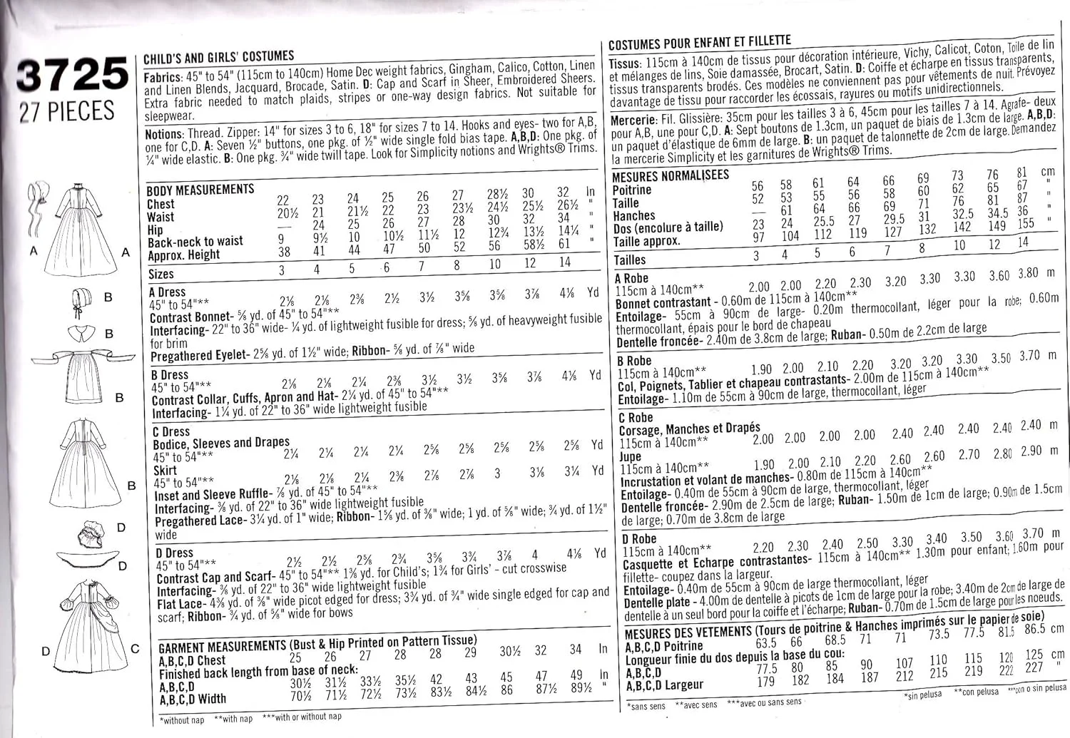 الگوی خیاطی لباس های تاریخی سادگی برای دختران اثر آندریا شِوه، سایزهای 7-14