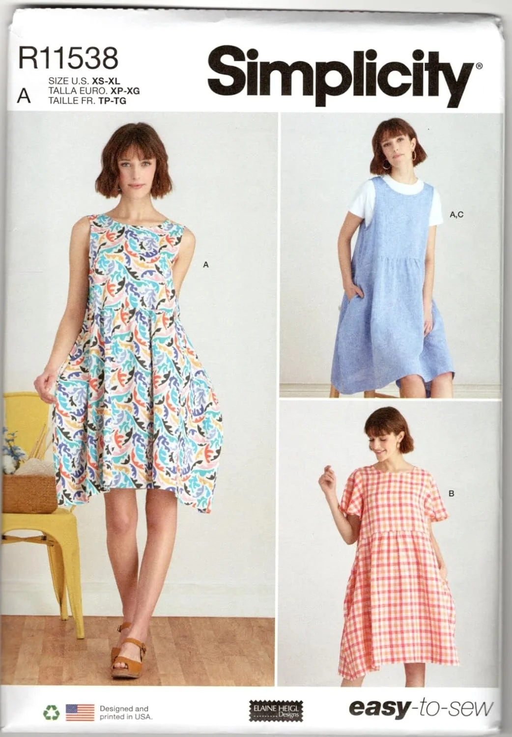 الگوی خیاطی سادگی با طرح R11538، لباس زنانه و تاپ بافتنی