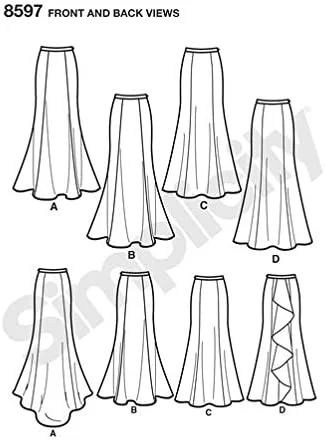 الگوی خیاطی دامن زنانه سایز 8-16 سیمپلیسیتی 8597 / D0862 (S)