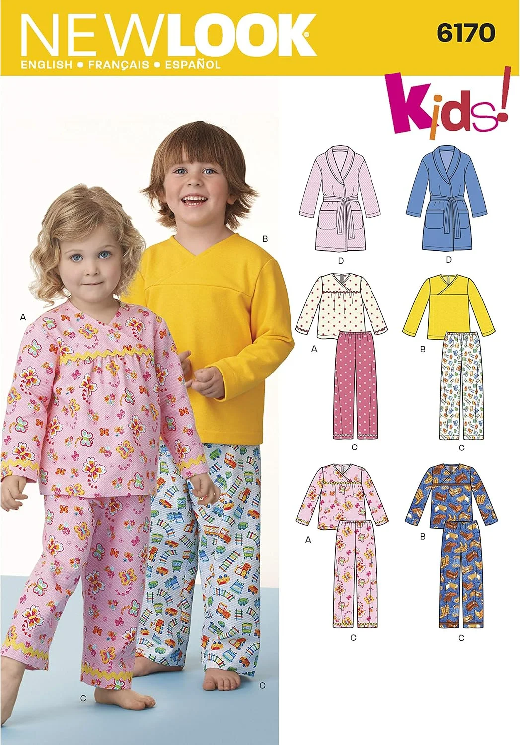 الگوهای خلاقانه سادگی نیو لوک 6170، لباس خواب کودک و خردسال، A (1/2-1-2-3-4-5-6-7-8)