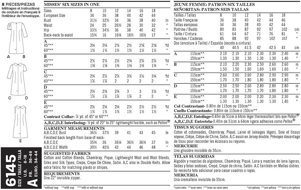 الگوهای خلاقانه سادگی نیو لوک 6145، لباس زنانه، A (8-10-12-14-16-18)