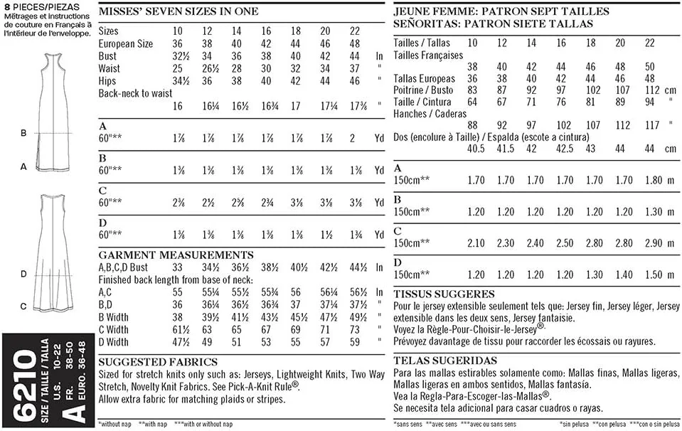 الگوهای خلاقانه سادگی نیو لوک 6210، لباس بافتنی زنانه در دو قد، A (10-12-14-16-18-20-22)