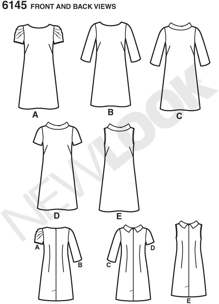 الگوهای خلاقانه سادگی نیو لوک 6145، لباس زنانه، A (8-10-12-14-16-18)