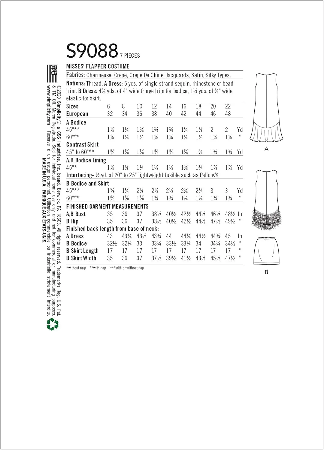 الگوی خیاطی سیمپلیسیتی کریتیو کورپ سایز 6-8-10-12، 6-8-10-12-14